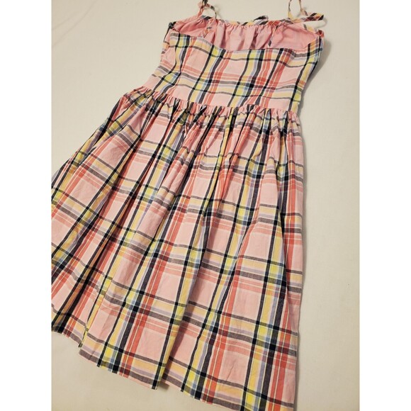 Chaps Ralph Lauren Bright Spring Pink Plaid Strappy Dress Girls Size 7 - Picture 5 of 6